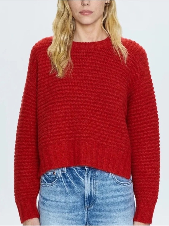 pistola Sweaters - Pistola Adina Everyday Waffle Knit Raglan Sweater in Rouge, Size Large